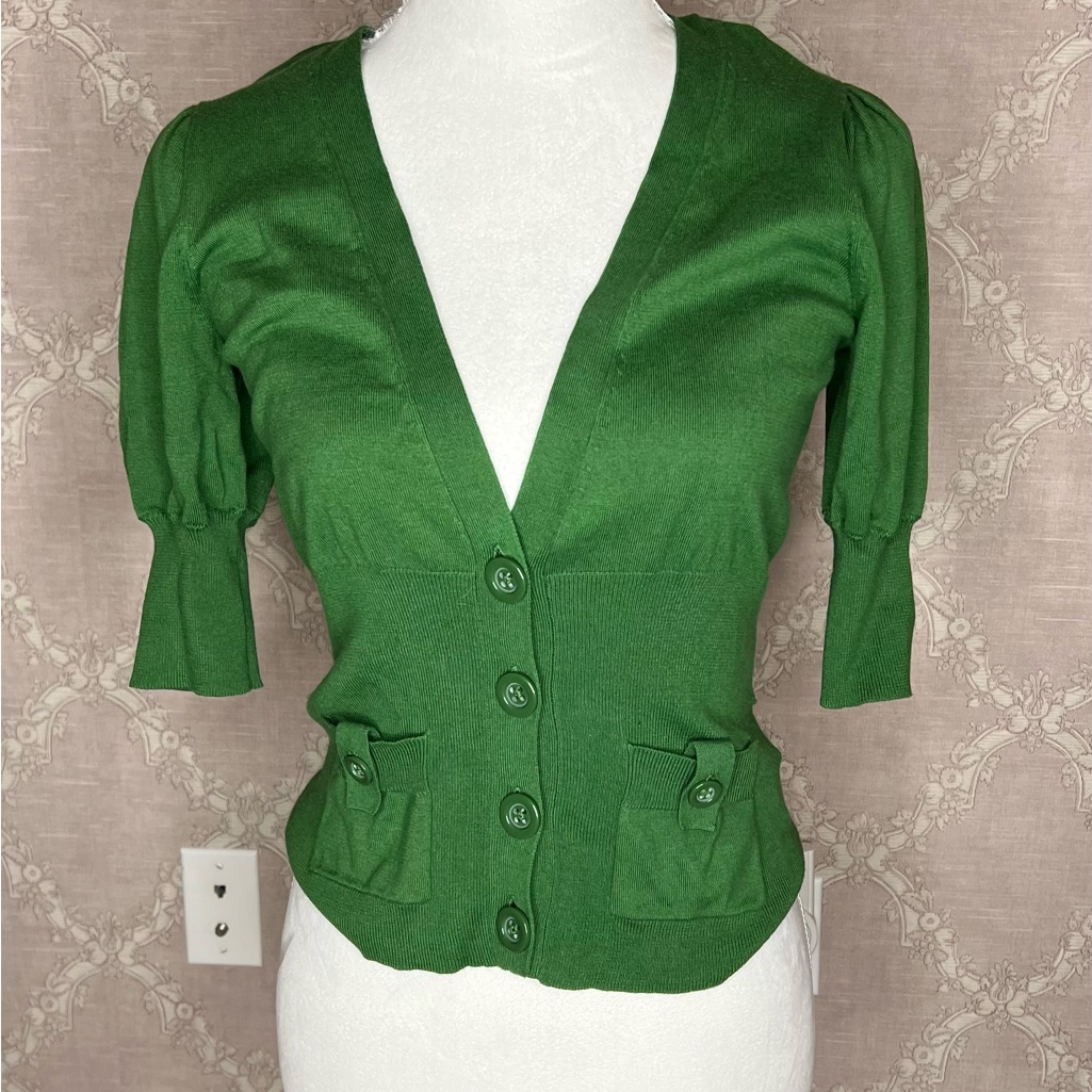 Anne Klein Green Cardigan Sweater Brand New